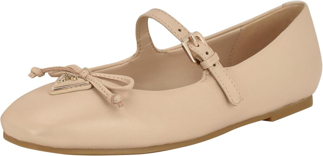 Guess Women's Kayra Mary Jane Flat (9, Light Natural Leather 110)