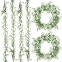 Lyrow 6 Pieces Artificial Baby Breath Flower Vines 5.9ft Faux Hanging Gypsophila Greenery Garland Vines Fake Bulk Baby Breath Garland for Wedding Party Table Home Backdrop Wall Decor (White)