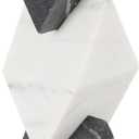 Deco 79 Marble Geometric Decorative Sculpture Stacked Pyramid Home Decor Statue with White Diamond Center, Accent Figurine 4" x 4" x 10", White