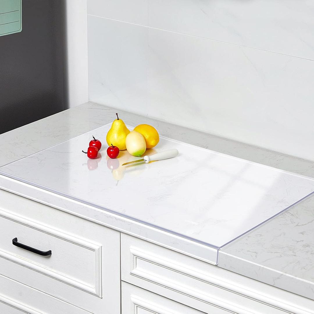 Wesiti Large Acrylic Cutting Board with Lip Non Slip 28"L X 16"W Clear Cutting Board Chopping Acrylic Countertop Protector Cover Shatter Resistant for Home Restaurant Kitchen Sink Stove