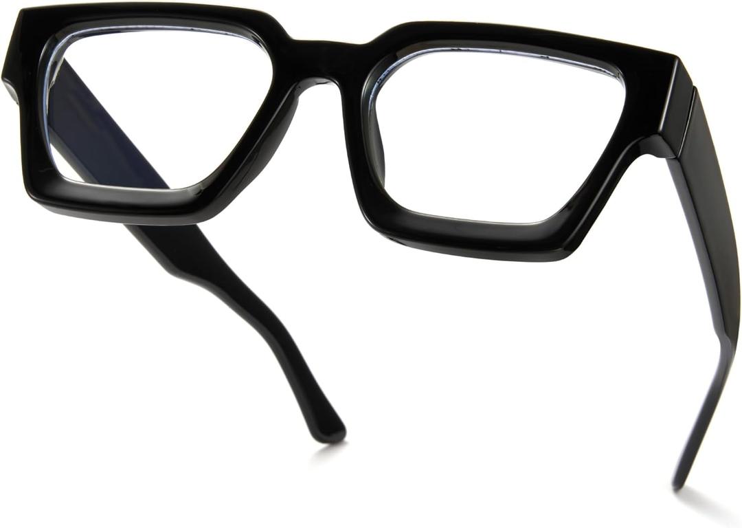 Cyxus Blue Light Glasses Women Men Chunky Retro Rectangle Frame UV400 Protection Computer Gaming 8143T01 (Black)