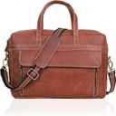 HLC 16 inch Full Grain Leather Briefcase messenger shoulder bags for men and women (tan, 16 inch)Full Grain Italian Leather Briefcase for Men Top Choice Gifts Handcrafted Laptop Bag with Multiple Compartments, 