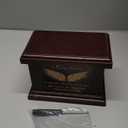 6 Inch Small Wooden Urn for Human Ashes - Keepsake Urn for Men & Women, Funeral Ashes Holder, Wooden Urn Box and Casket with Wing Design