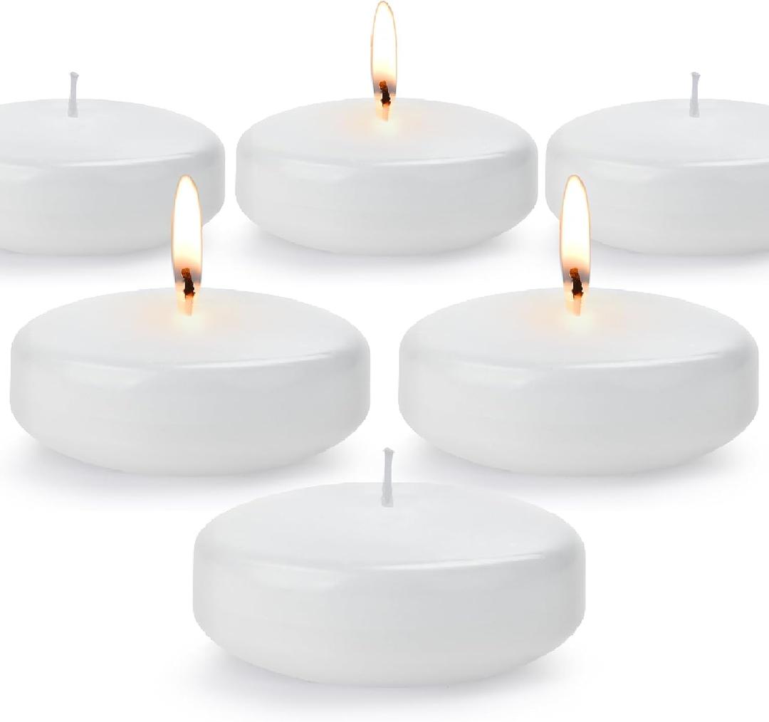 Floating Candles 3 Inch Unscented Dripless Wax 13-15Hours Burning, 12 Pack Wedding Party Candles,for Centerpieces Suitable for Cylindrical Vases,Swimming Pool,Restaurant Decoration(White)