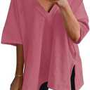 Ekouaer Womens Pajamas 1 Piece Lounge  Oversized V Neck T-Shirts Tops, Workout Reversible Tracksuit, L