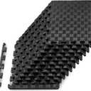 ProsourceFit Exercise Puzzle Mat 1-in, Checkered EVA Foam Floor Tiles w/ Non-Slip Texture, Gym Mat w/ Interlocking Foam Tiles for Adjustable Surface, Shock Absorbing, Waterproof Gym Flooring, Black (Black - 1/2 Inch - 12 Tiles - 12 Sq Ft)