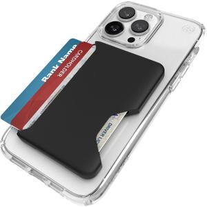 Speck iPhone Wallet MagSafe Accessory - Removable ClickLock No-Slip Interlock - Holds 1-3 Cards - Soft Touch Finish, Scratch Resistant Card Holder Built for MagSafe - 
Black