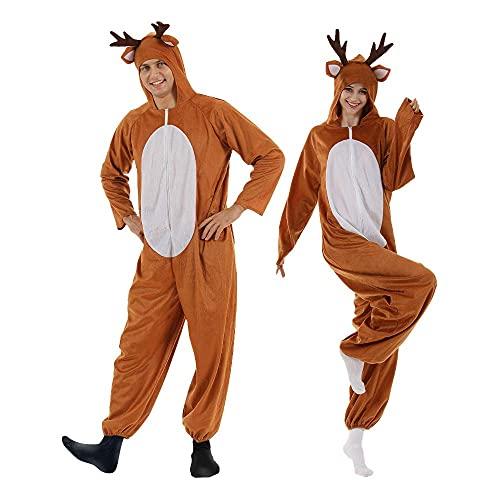 EraSpooky Christmas Reindeer Adult Costume Unisex Deer Animal Onesie Party Jumpsuit Medium