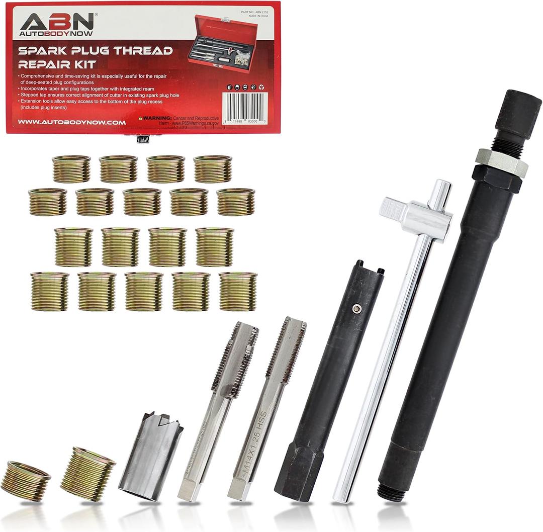 ABN Spark Plug Thread Repair Rethreading Set, 14mm Metric  Rethreading Tool Kit  Comprehensive Taps, Inserts, & More