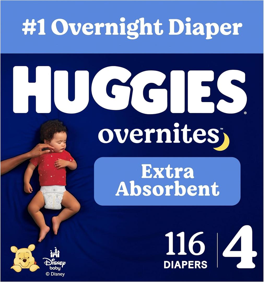 Huggies Overnites Diapers Size 4, 116 Count (2 Packs of 58)