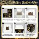 2026 New Years Decorations Black and Gold New Years Eve Balloons 2026 Banner Backdrop,Photo Booth Props,4pcs Cards Boxes Kit for 2026 Eve Party Supplies in Indoor or Outdoor