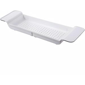 Bathtub Caddy Bath Bridge Tray Caddy Extendable Book Phone Pad Holder Toys Shampoo Soap Storage Bathroom Accessories Dish Drainer White (White)