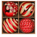Alupssuc 6''/150mm Large Christmas Ball Ornaments, 4Pcs Christmas Tree Decor, Shatterproof Hanging Decorations with Hooks, Red & Gold Baubles for Xmas Tree, Wedding, Holiday and Party Decor