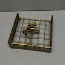 Flat Antique Brass Painting Metal Napkin Holder with Vintage and Classic Bird Design For Kitchen and Dinner Table