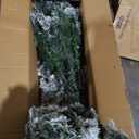 5FT Snow Flocked Artificial Christmas Tree, Unlit Xmas Tree with Pine Cones, 600 Branch Tips, Mini Holiday Christmas Tree with Metal Stand and Hinged Branches
