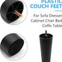 Murtenze 4Pcs 8 inch Sofa Legs, Round Tapered Plastic Couch Legs Replacement Furniture Legs with M8 Hanger Bolts for Chair Sofa Dresser Cabinet Loveseats Ottoman Bed