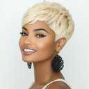DOcute Blonde Short Pixie Wigs for Black Women Blond Short Wigs for Black Women Pixie Black Women Wigs (Blonde) (#613)