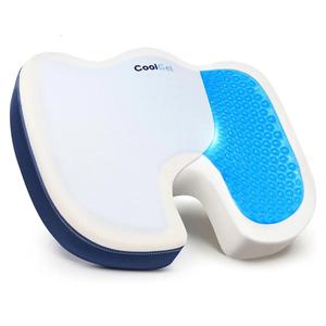 COOL GEL Memory Foam Seat Cushion, Gel Cooling Memory Foam, Office Chair Cushion for Tailbone, Sciatica & Back Pain Relief - Ergonomic U-Shaped with Non-Slip Base and Washable Cover
