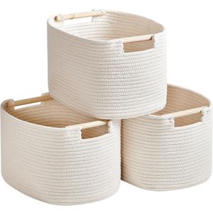 R RUNKA 3 Pack Storage Basket for Cabinet and Toy Organization - 13"x9.8"x8.7" Baskets for Storage - Baby Toy Bin - Toy Storage Organizer - Ideal for Empty Gift Baskets to Fill-White