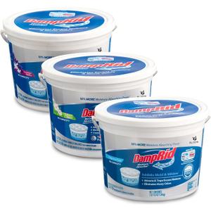 Damp Rid Moisture Absorber Bucket 3 Pack (2 lb. each) Hi-Capacity Moisture Absorbers, Room Odor Eliminator for Bathroom, Fragrance Free, Lavender Vanilla & Fresh Scent Packed By ILIOS