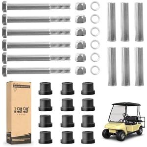 10L0L Golf Cart Front and Rear Leaf Spring Bushing and Sleeve & Screw Kit for Club Car DS Gas&Electric 1992 UP