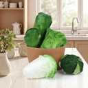 Woration Green Artificial Vegetables Set Lifelike Lettuce Broccoli Cabbage PU Food Model Decoration for Home Kitchen Shop Cabinet Supermarket Garden DIY Garland 5pcs