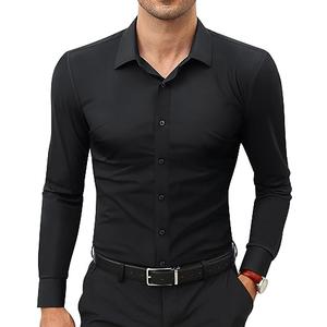 Lion Nardo Slim Fit Black Dress Shirts for Men Wrinkle Free Mens Dress Shirts Long Sleeve Big Muscle Fit Button Up Shirt XL