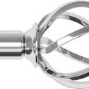 Silver Curtain Rods for Windows 32-50 inch with Twisted Cage Finials, Adjustable Curtain Rod Set with Brackets, Heavy Duty Curtain Rod for Bedroom, Living Room, Decorative 5/8" Diameter Curtain Rod