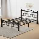 Metal Bed Frame Full with Vintage Headboard, 1500LBS Heavy Duty Full Size Bed Frames with Noise Free Design/12 Inch Under-Bed Storage Space/No Box Spring Needed/Tool-Free Assembly