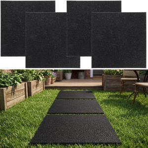 Nuanchu 16 Pcs Rubber Stepping Stones Outdoor 12 x 12 Inch, Square, Black