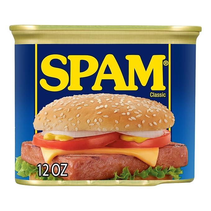 SPAM Classic, 12 Ounce Can (1 Pack), Fully Cooked Pork, 0g Trans Fat, Low Carb, Keto-Friendly, Gluten Free, Easy Open SPAM Canned Meat, for Sandwiches & Breakfast, Best By 08/01/28