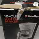 MUELLER HOME 12-Cup White Coffee Maker - Borosilicate Carafe, Auto-Off, Reusable Filter, Anti-Drip, Keep-Warm Function, Clear Water Level Window, White Kitchen Accessories