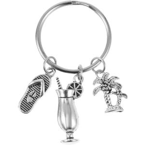 5 x KESYOO Car Key Chain Car Key Chain Hawaii Theme Keychain Alloy Tropical Tree Flip- Flops Cocktail Pendant For Summer Beach Pool Party Backpack