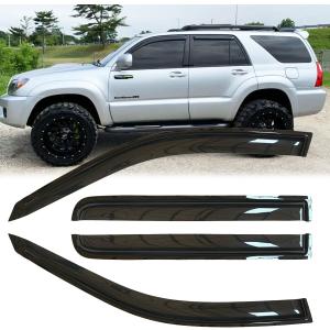 4pcs Original Shatterproof Rainproof Outside Mount Style Sun Rain Guards Durable Side Window Wind Deflectors Dark Smoke Vent Window Visors Fit for 2003-2009 Toyota 4Runner (N210) 94924