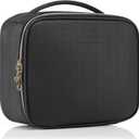 VLANDO Medium Makeup Cosmetic Organizer Case Portable Storage Bag with Adjustable Dividers for Makeup Brushes Girls Women Friend Black