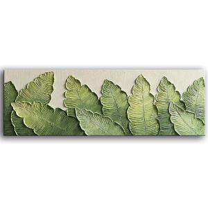 YaSheng Art- 20X60 Inch Long Canvas Wall Art Oil Painting ,Modern Minimalist 3D Textured Wall Art , Oil Paintings on Canvas Green plant Paintings ,Handmade Abstract Artwork Painting, Wall Art for Bedroom Living Room Home Wall Art Deco Framed Pictures