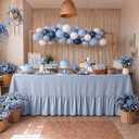 Moukeren 120"x60" Ruffled Tablecloth Gingham Striped Linen Table Cloth Rectangular Tablecloth Fits 8-10 Seater Table for Baby Shower Birthday Party Picnic Decoration(Blue,Classic), 11.8" x 8.3"