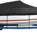 GXARTS Trailerable Boat Cover, Length: 14'-16' Beam Width up to 90", Waterproof Heavy Duty Cover, Fits for V-Hull, TRI-Hull, Runabout, Pro-Style, Bass Boat, Storage Bag & Tightening Straps Included