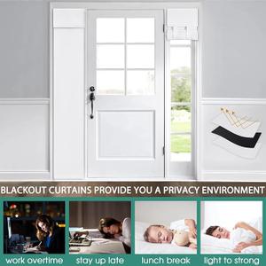 HOMEIDEAS Blackout Side Door Window Curtains, Front Door Curtains for Window, Privacy Shades for Sidelight Blinds, Thermal Insulated Covering, Pure White, 1 Panel, W12" X L72"