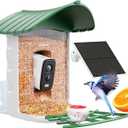 Bird Feeder with Camera, 1 Year Trial AI Identify, Birds Watching Camera with 4 DIY Add-ons, Smart Birds Cam with Solar Panel for Outdoor, Auto Record Videos, Gift for Bird Lover (Forest Green)