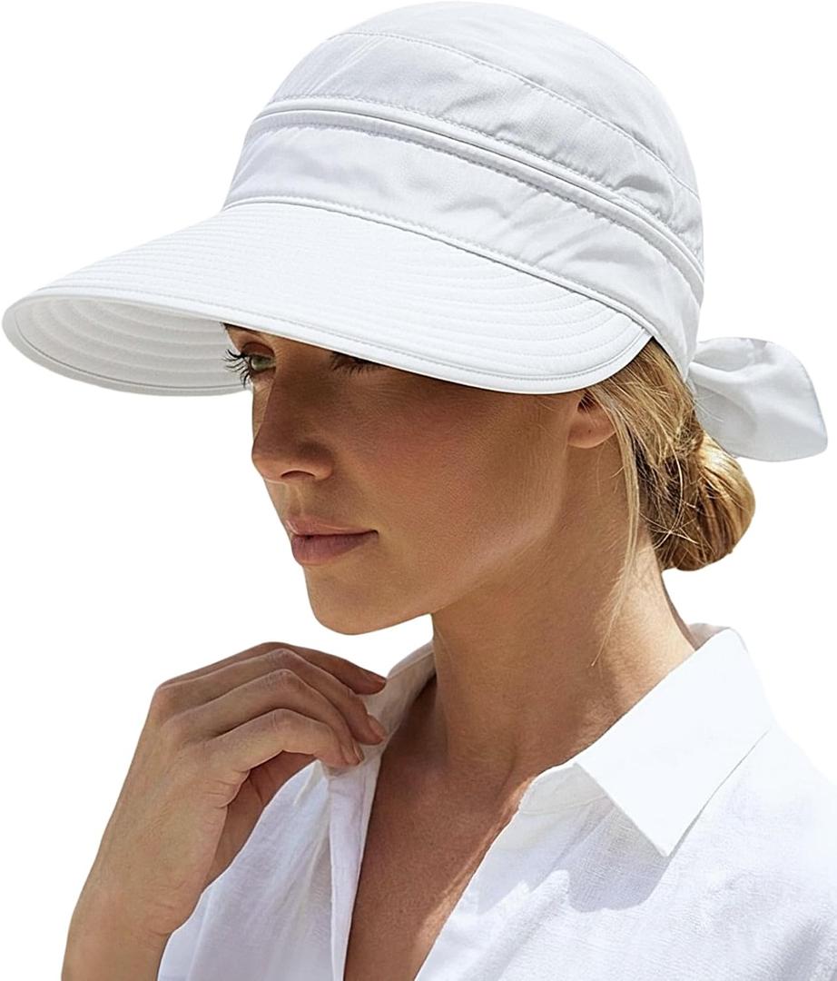 2-in-1 Womens Sun Visor Sun Hat Zipper Off Ponytail Friendly, Lightweight Quick Dry, Summer UV Protection