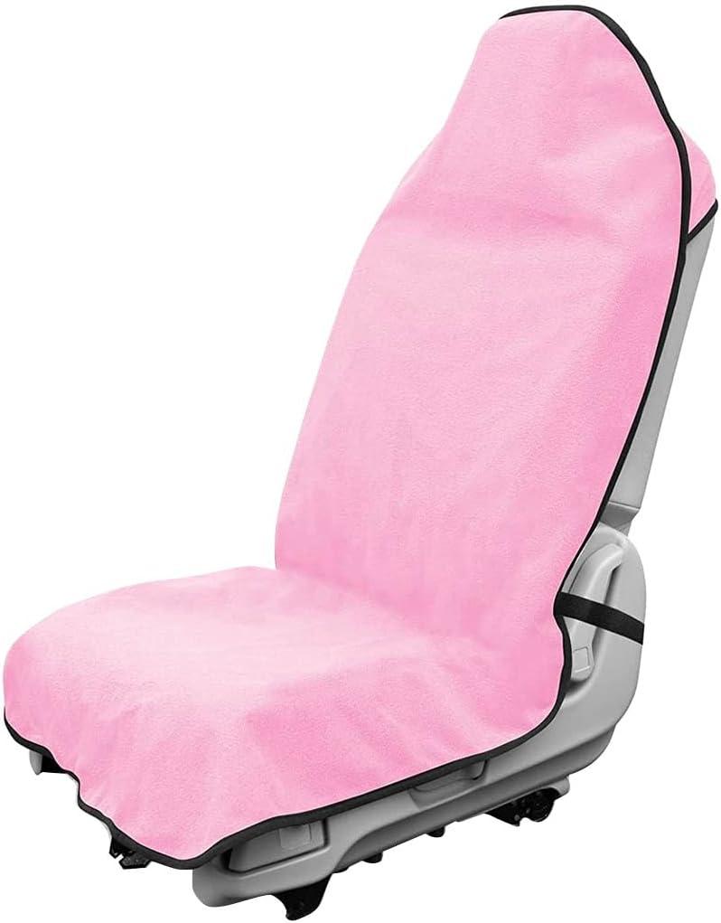 DXNQ Waterproof Car Towel Seat Cover, Sweating Non-Slip Premium Towel Carseat Cover Protector, Universal Soft Machine Washable Car Truck SUV Front Seat Cover for Gym Workout Beach Hiking (Pink)