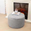 Pouf Ottoman Stuffed 20x20x12 Inches Floor Pouf Plush Fiber Ottoman Foot Rest Under Desk Foot Stool for Living Room Bedroom Gray (Gray Checked Pouf With Filler)