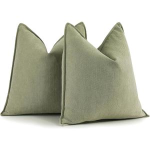 ZWJD Sage Green Pillow Covers 26x26 Set of 2 Chenille Throw Pillow Covers with Elegant Design Soft and Luxurious Decorative Throw Pillows for Couch, Bed, and Home Decor (26" x 26" (Pack of 2))