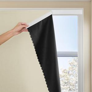 JILRON Adhesive Curtain 100% Blackout No-Drill Easy Install for Bedroom Blinds Light Blocking (Beige-47 W x 63" L-1P)