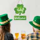 St. Patrick's Day Wreath St. Patrick's Day Door Decorations, Shamrock Wreath, Wooden Shamrock Front Door Hanger, Lucky Welcome Sign for Porch Wall, Indoor Home Decor