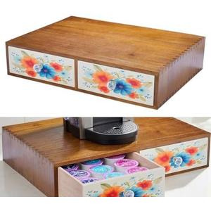 WEPONZEN Wooden Coffee Pod Holder & Organizer - Cute Coffee Station Organizer for Counter, Coffee Pods and Tea Organizer Holder