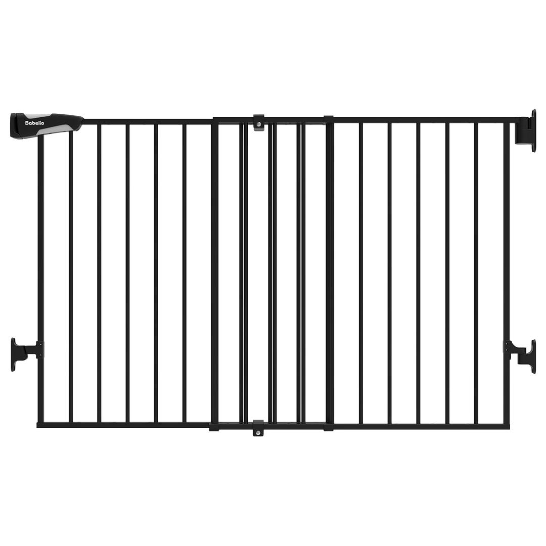 Babelio 31.5-55" No Bottom Bar Baby Gate Extra Wide, 2-in-1 Auto Close Dog Gate for The House, Stairs and Doorways, with Large Walk Thru Door, Black