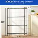 FDW | 4-Tier Wire Shelf | 35" x 13" x 53" | Black