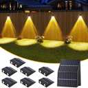 High Brightness Solar Fence Lights Outdoor, Larger Size Solar Lights with Dual Solar Panels, Waterproof Fence Lights Solar Powered for Stair, Step, Yard, Patio, Wall (8 Pack)